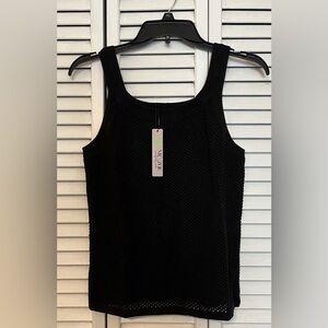 NWT Nic + Zoe Mesh Stitch Knit Sweater Tank Top Scoop Neck size S MSRP $108